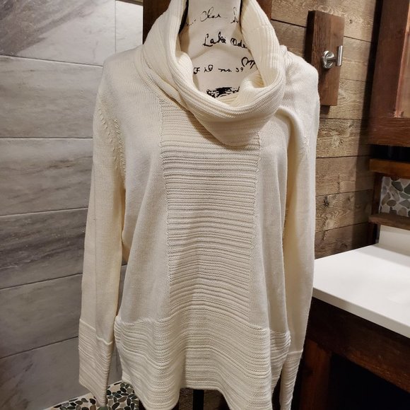 Calvin Klein Sweaters - Calvin Klein Cowl Neck Sweater Large Cream Turtleneck NWOT